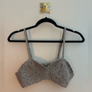 Silver Crochet Lace Bralette